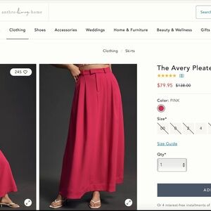 NWT Anthropologie Avery Pleated Maxi Skirt by Maeve